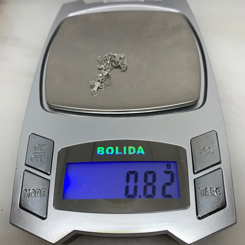 10K White Gold Singapore Cross Charm Bracelet - Picture 5 of 5